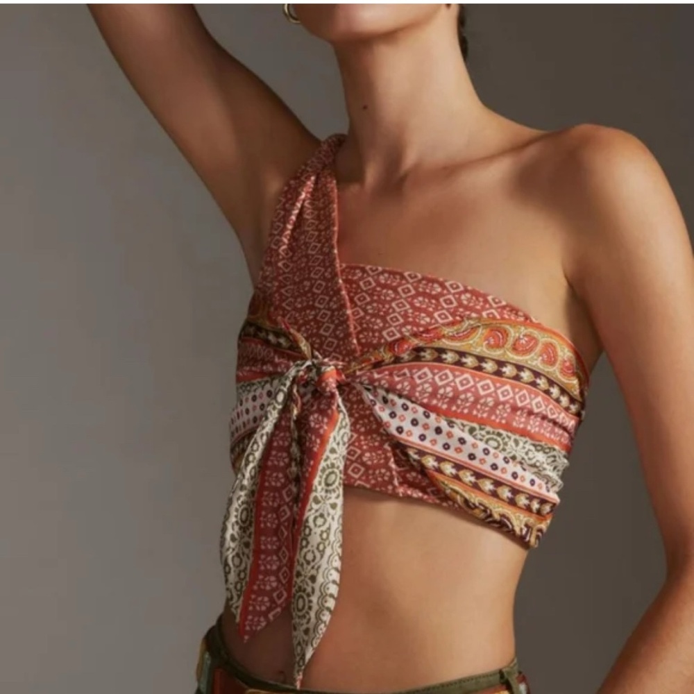 Anthropologie Terracotta Patterned Top